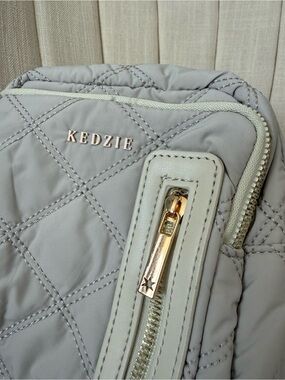Kedzie Quilted Light Gray Crossbody Bag with Gold Hardware